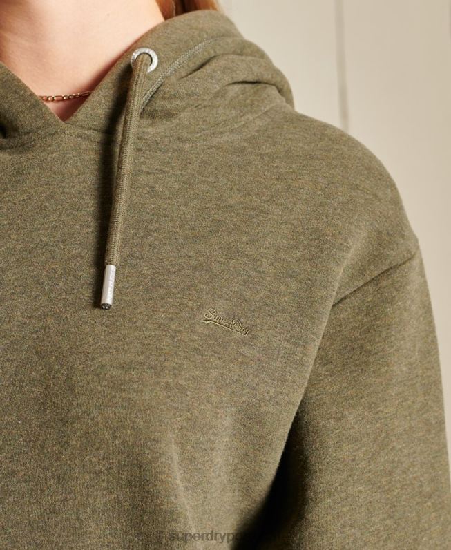 vestido com capuz bordado logo vintage mulheres caqui roupas Superdry 2208H2521