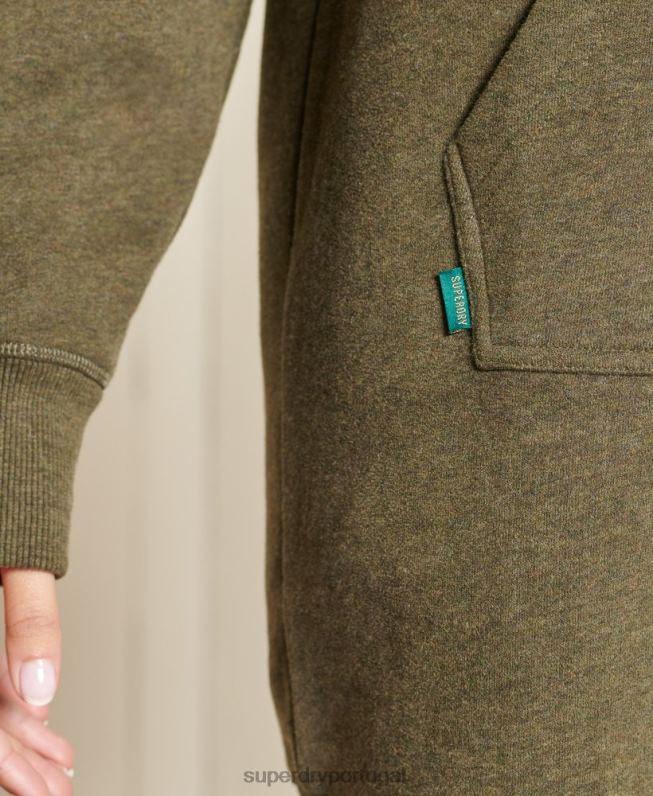 vestido com capuz bordado logo vintage mulheres caqui roupas Superdry 2208H2521