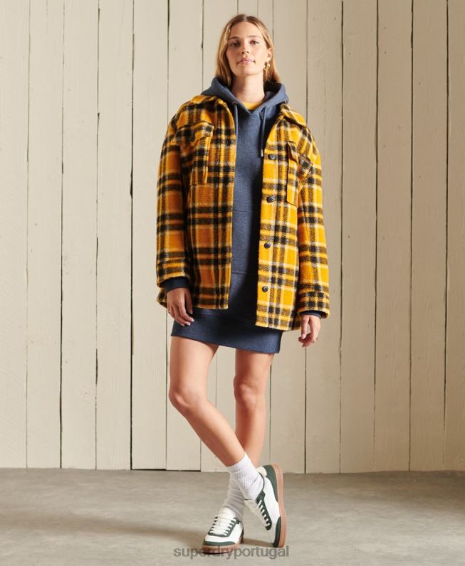 vestido com capuz bordado logo vintage mulheres marinha roupas Superdry 2208H2516