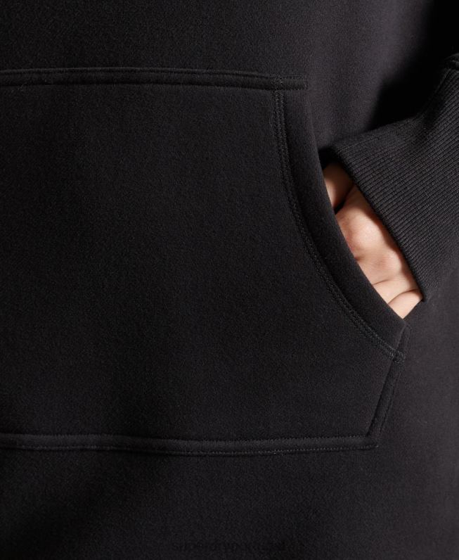 vestido com capuz bordado logo vintage mulheres preto roupas Superdry 2208H2532