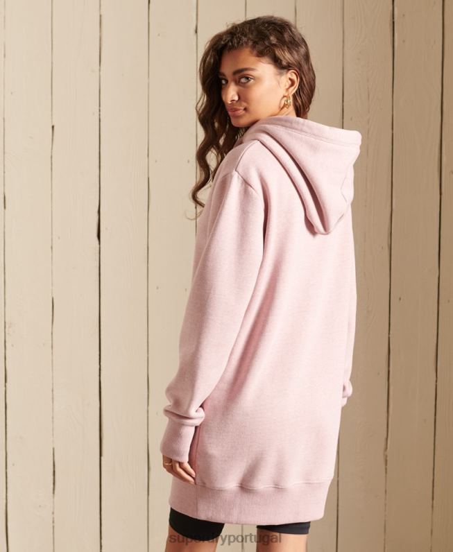 vestido com capuz bordado logo vintage mulheres rosa roupas Superdry 2208H2541