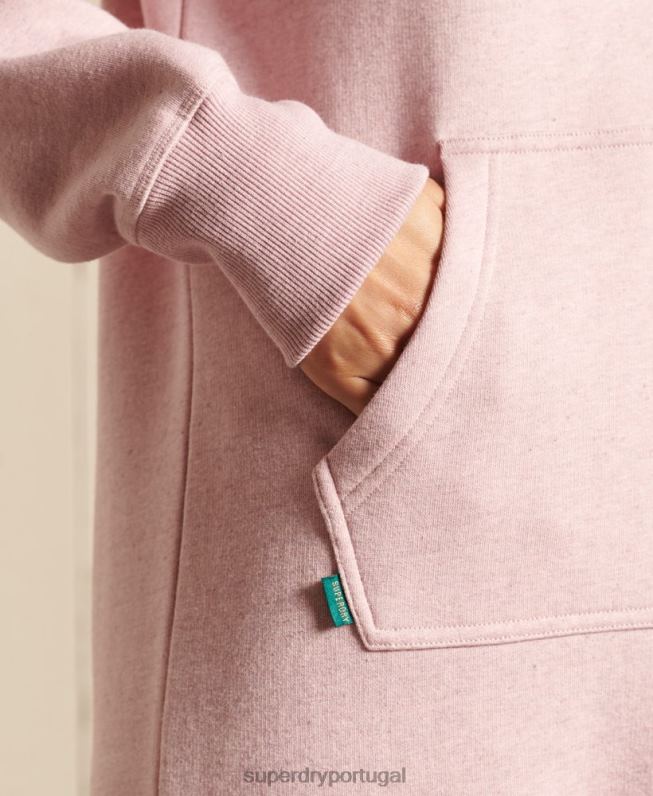 vestido com capuz bordado logo vintage mulheres rosa roupas Superdry 2208H2541