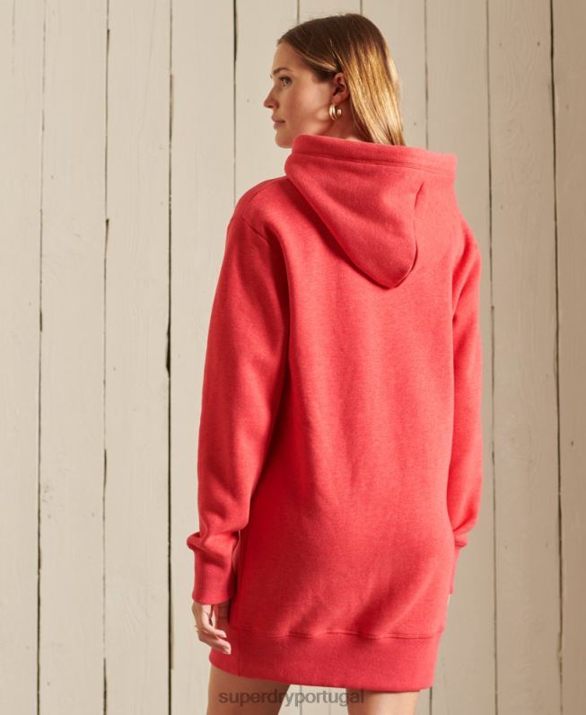 vestido com capuz bordado logo vintage mulheres vermelho roupas Superdry 2208H2540