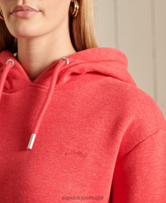 vestido com capuz bordado logo vintage mulheres vermelho roupas Superdry 2208H2540