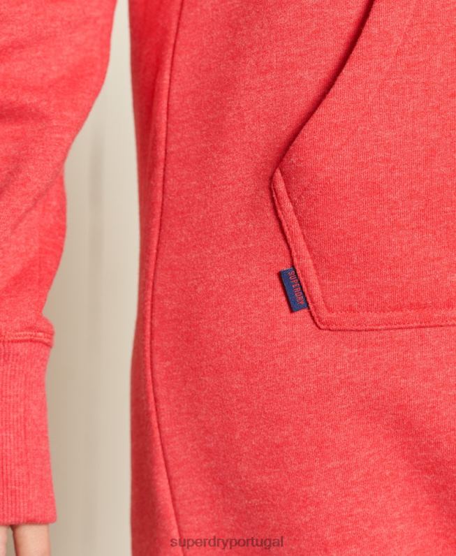 vestido com capuz bordado logo vintage mulheres vermelho roupas Superdry 2208H2540