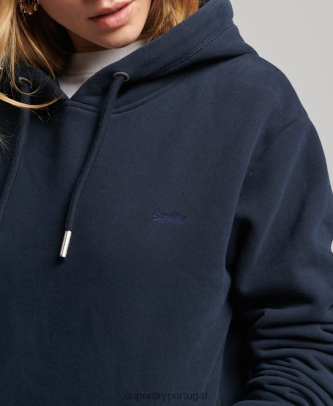 vestido com capuz vintage de algodão orgânico mulheres marinha roupas Superdry 2208H2515