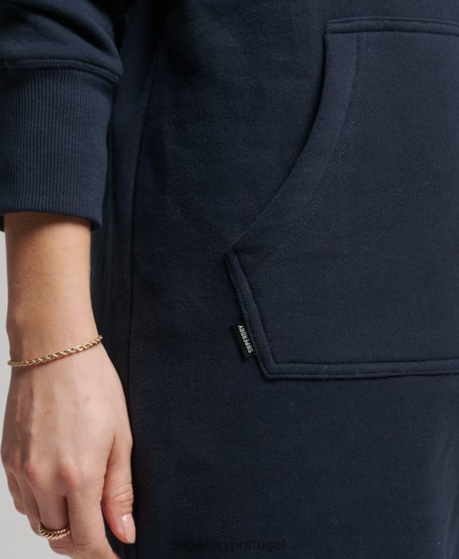 vestido com capuz vintage de algodão orgânico mulheres marinha roupas Superdry 2208H2515