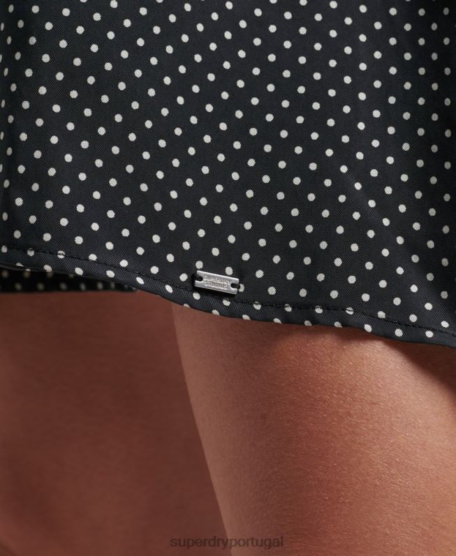 vestido cupro peplum mulheres preto roupas Superdry 2208H2444