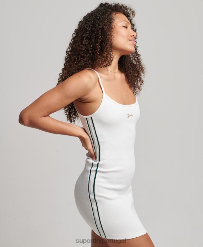 vestido de alças com logo s mulheres branco roupas Superdry 2208H2458