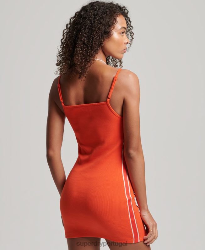 vestido de alças com logo s mulheres laranja roupas Superdry 2208H2471
