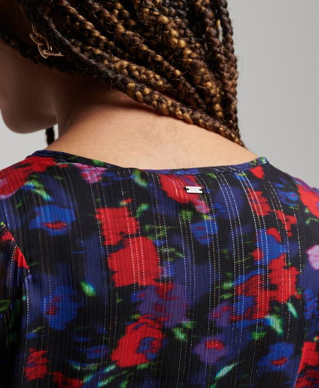 vestido de babados manga longa studios mulheres marinha roupas Superdry 2208H2520