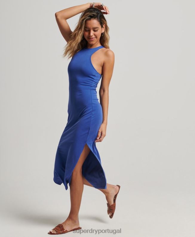 vestido de corrida de jérsei mulheres azul roupas Superdry 2208H2361