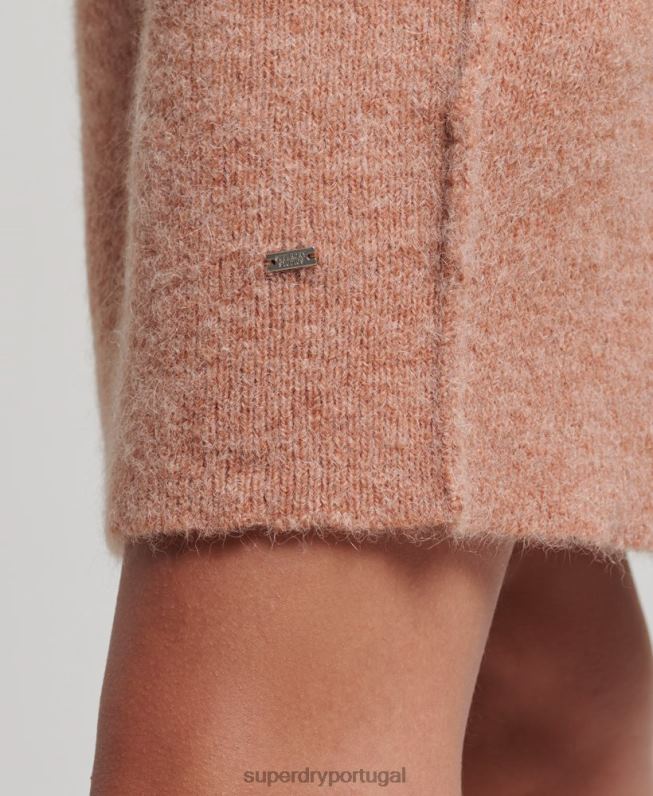 vestido de gola alta mulheres bege roupas Superdry 2208H2439