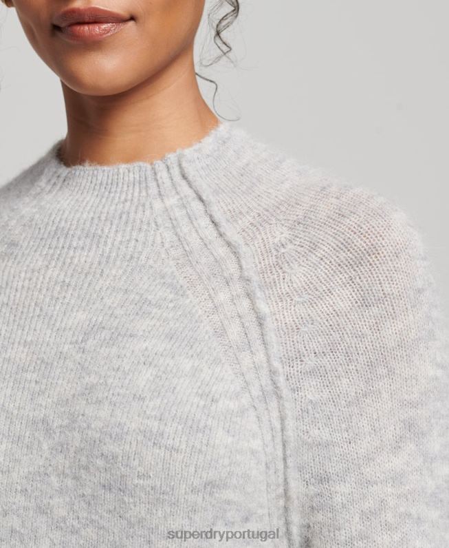 vestido de gola alta mulheres cinza claro roupas Superdry 2208H2419