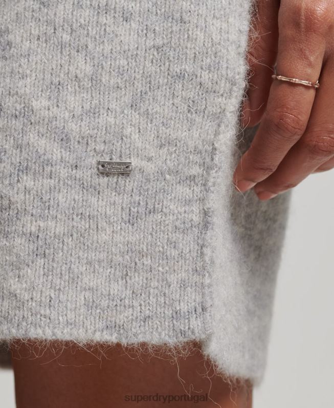 vestido de gola alta mulheres cinza claro roupas Superdry 2208H2419