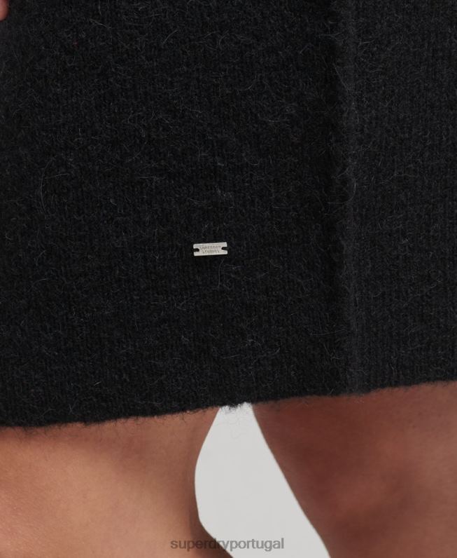 vestido de gola alta mulheres preto roupas Superdry 2208H2459