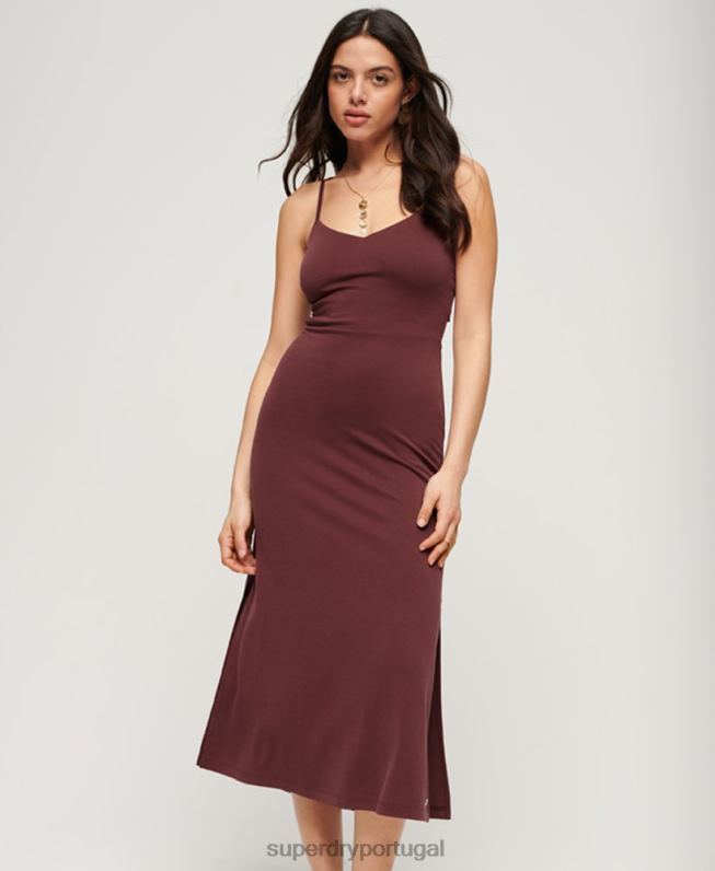 vestido de jersey aberto nas costas mulheres marrom roupas Superdry 2208H2117