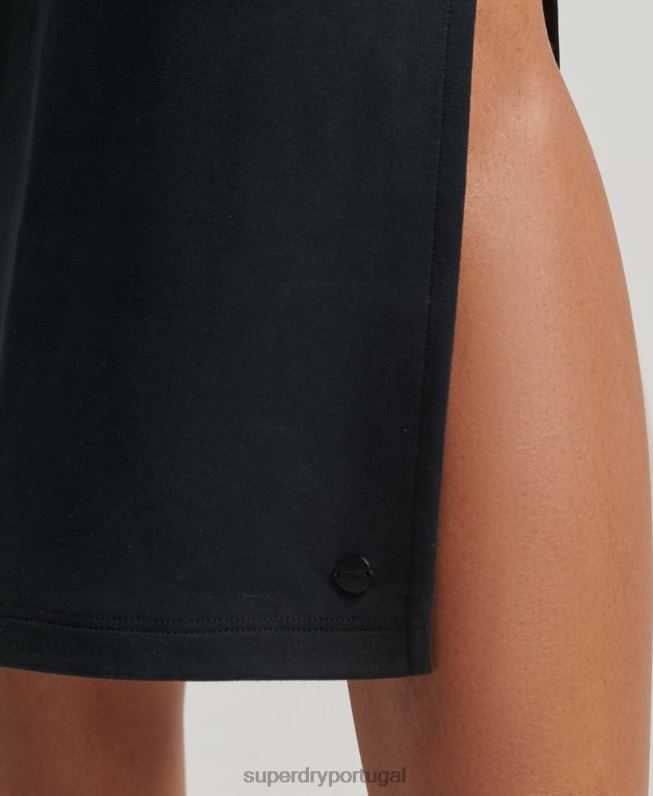 vestido de jersey aberto nas costas mulheres preto roupas Superdry 2208H2358