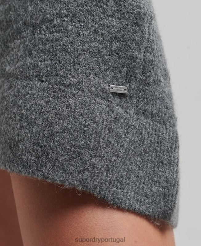 vestido de malha com decote v mulheres cinza escuro roupas Superdry 2208H2442