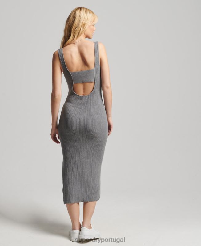 vestido de malha texturizado mulheres cinza roupas Superdry 2208H2527