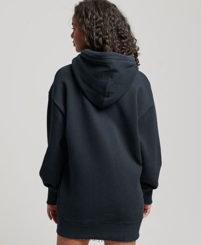 vestido de moletom bordado com logo vintage mulheres marinha roupas Superdry 2208H2432