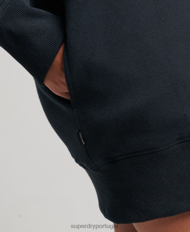 vestido de moletom bordado com logo vintage mulheres marinha roupas Superdry 2208H2432