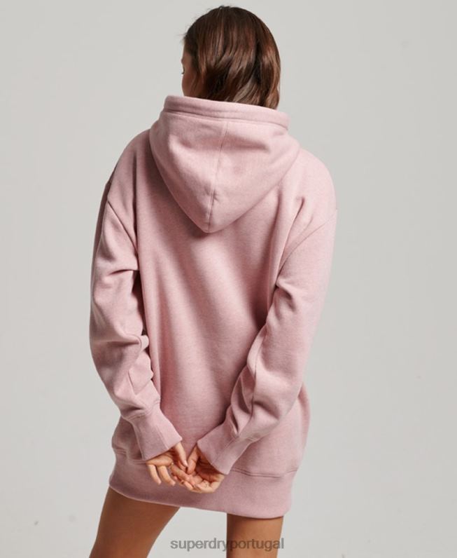 vestido de moletom bordado com logo vintage mulheres rosa roupas Superdry 2208H2433