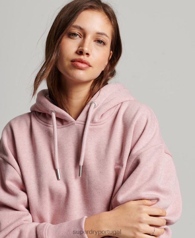 vestido de moletom bordado com logo vintage mulheres rosa roupas Superdry 2208H2433