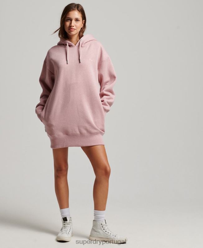 vestido de moletom bordado com logo vintage mulheres rosa roupas Superdry 2208H2433