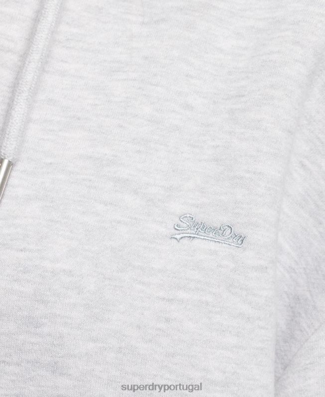 vestido de moletom com logo bordado de algodão orgânico mulheres cinza claro roupas Superdry 2208H2461