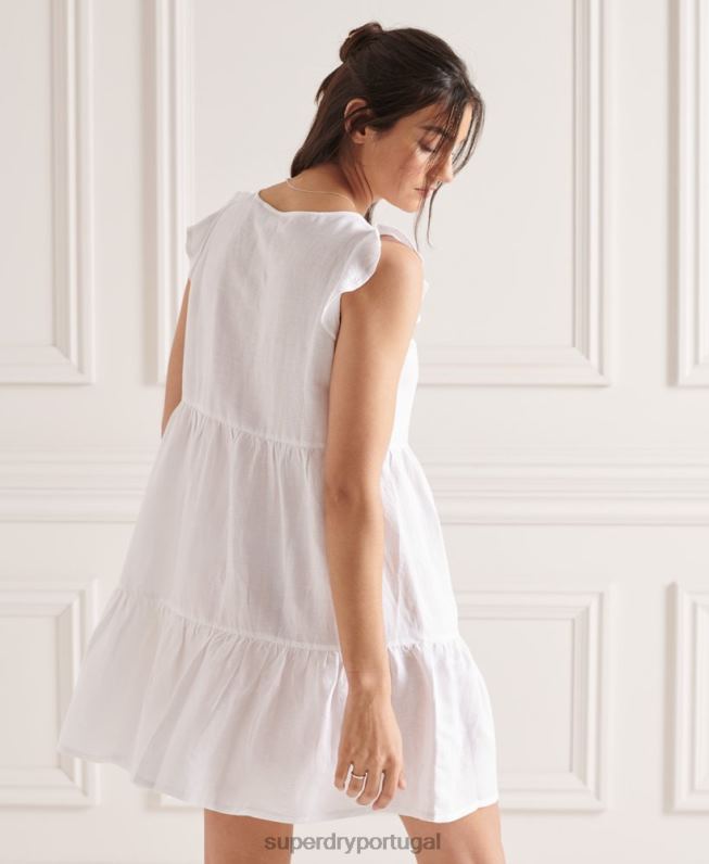 vestido em camadas tinley mulheres branco roupas Superdry 2208H2514
