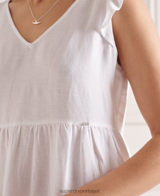 vestido em camadas tinley mulheres branco roupas Superdry 2208H2514
