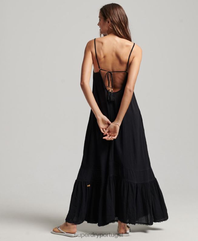 vestido longo cami mulheres cinza escuro roupas Superdry 2208H2366