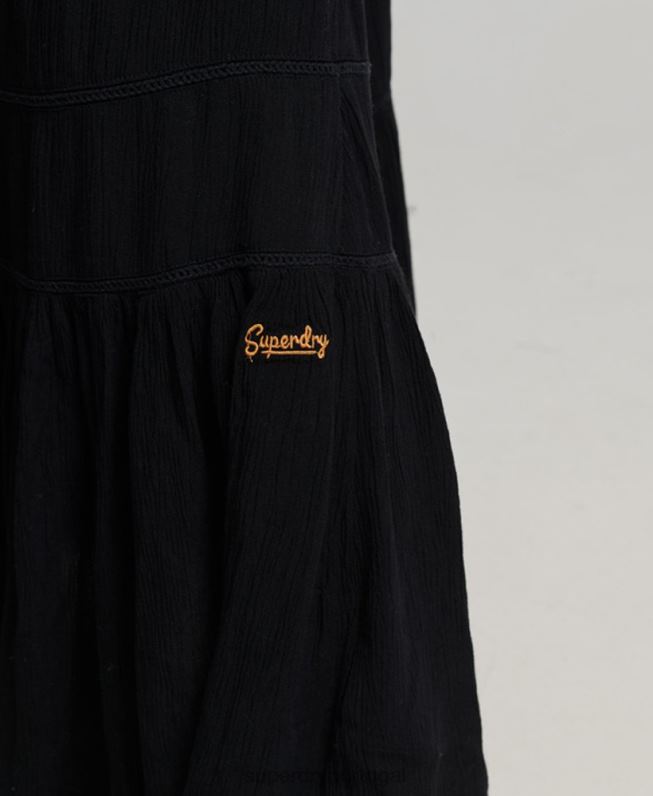 vestido longo cami mulheres cinza escuro roupas Superdry 2208H2366