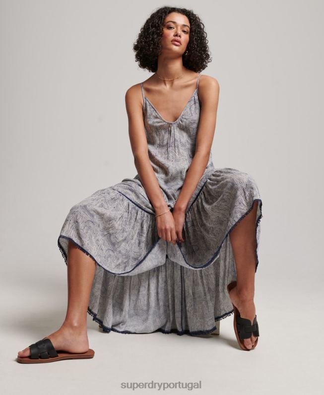vestido longo cami mulheres marinha roupas Superdry 2208H2389