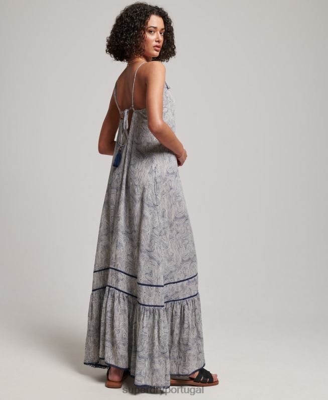 vestido longo cami mulheres marinha roupas Superdry 2208H2389