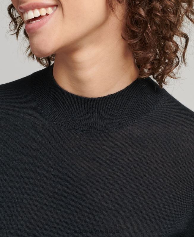 vestido malha merino mulheres preto roupas Superdry 2208H2508