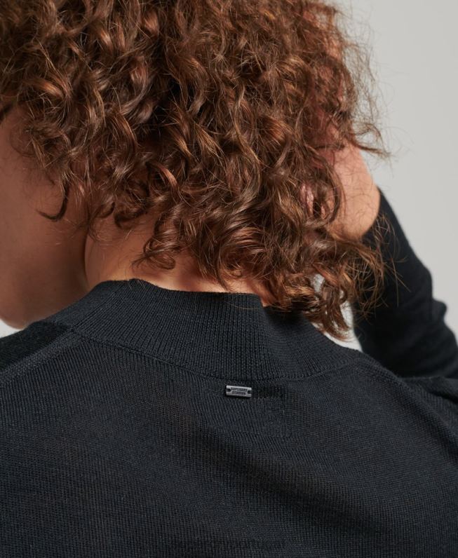 vestido malha merino mulheres preto roupas Superdry 2208H2508