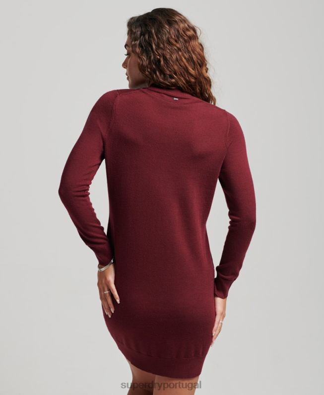 vestido malha merino mulheres vermelho roupas Superdry 2208H2483