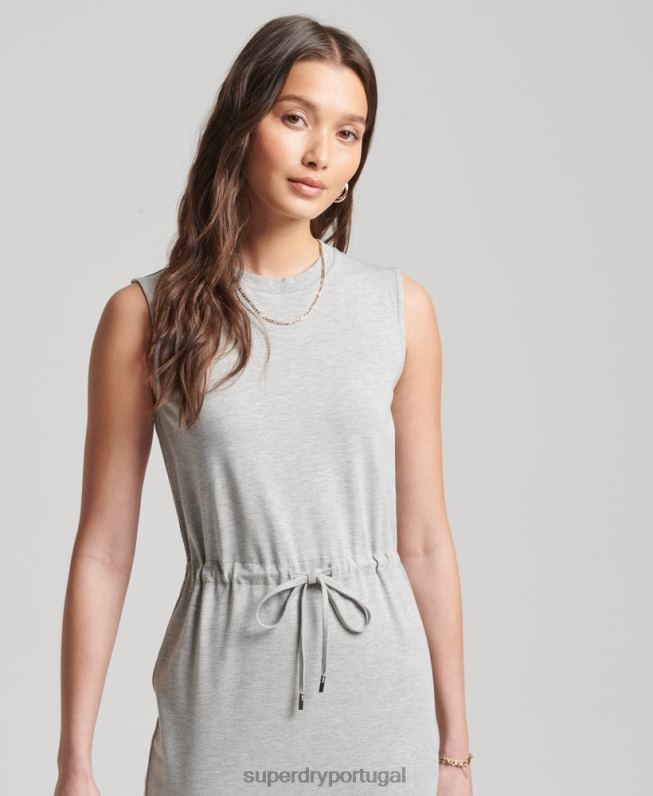 vestido maxi de jérsei de estúdios mulheres cinza claro roupas Superdry 2208H2526