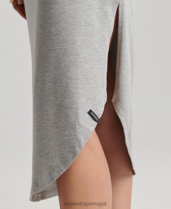 vestido maxi de jérsei de estúdios mulheres cinza claro roupas Superdry 2208H2526