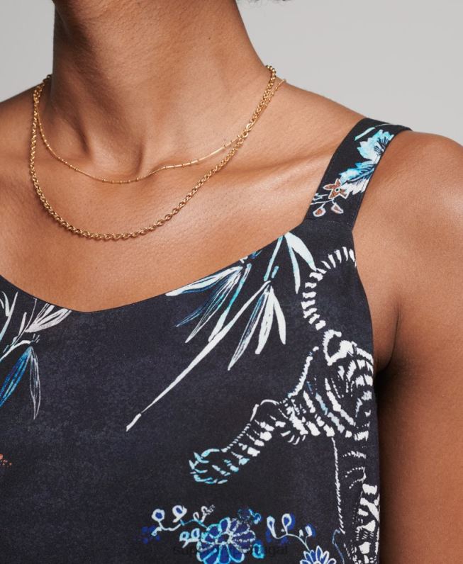 vestido maxi tecido studios mulheres marinha roupas Superdry 2208H2528