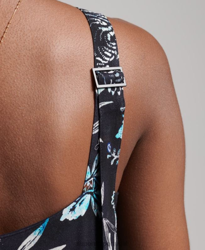 vestido maxi tecido studios mulheres marinha roupas Superdry 2208H2528