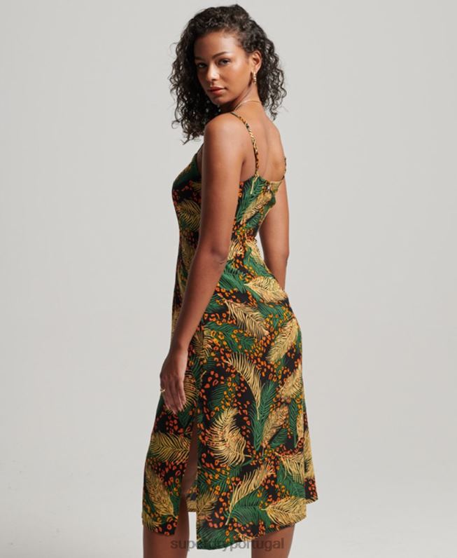 vestido midi cami botão estampado mulheres multi roupas Superdry 2208H2490