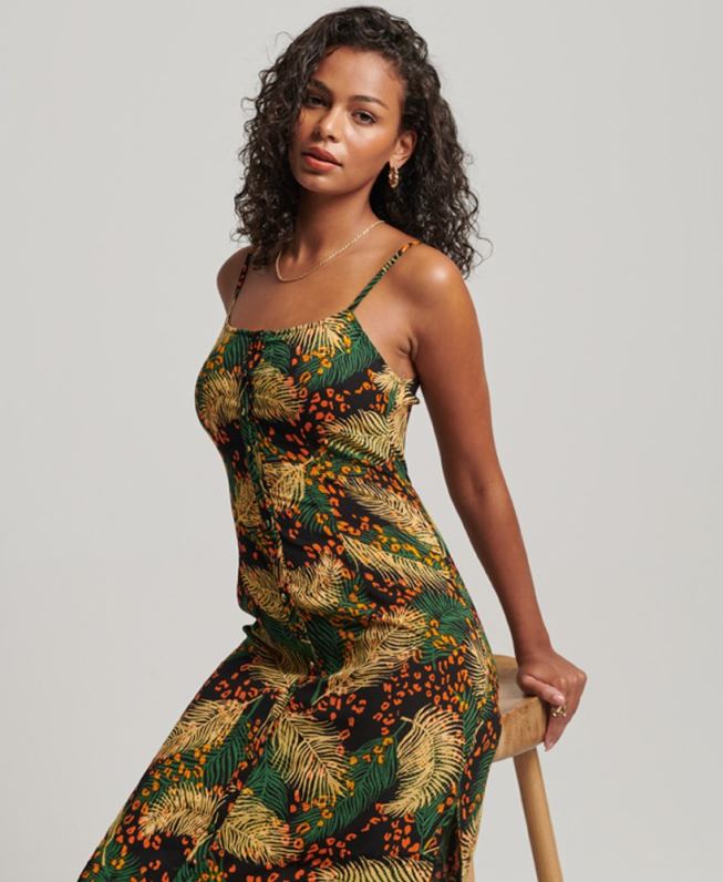 vestido midi cami botão estampado mulheres multi roupas Superdry 2208H2490