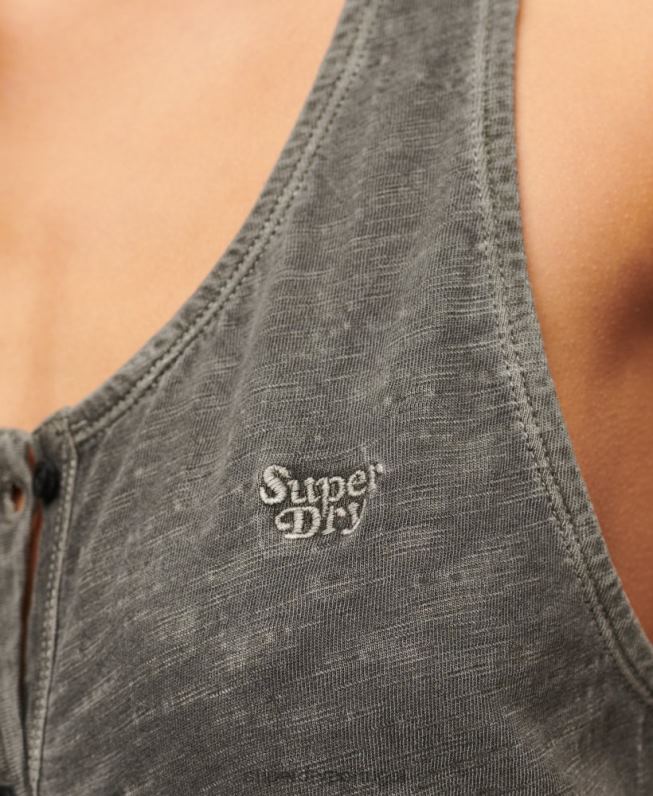 vestido midi de botões de jérsei vintage mulheres cinza escuro roupas Superdry 2208H2139