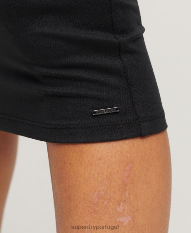 vestido midi de jérsei nas costas mulheres preto roupas Superdry 2208H2395