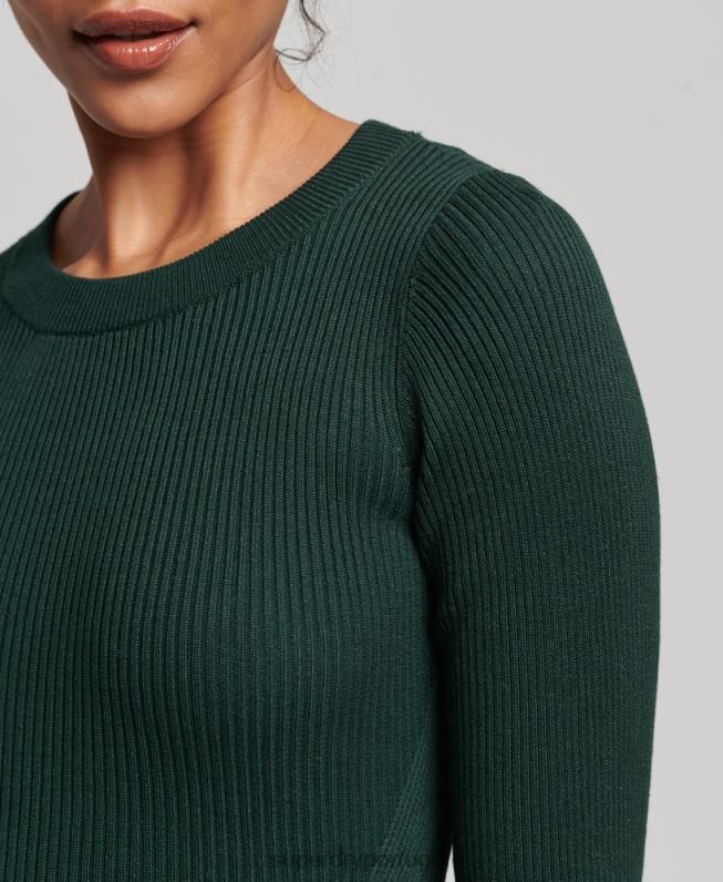 vestido midi de malha sem costas mulheres verde roupas Superdry 2208H6684