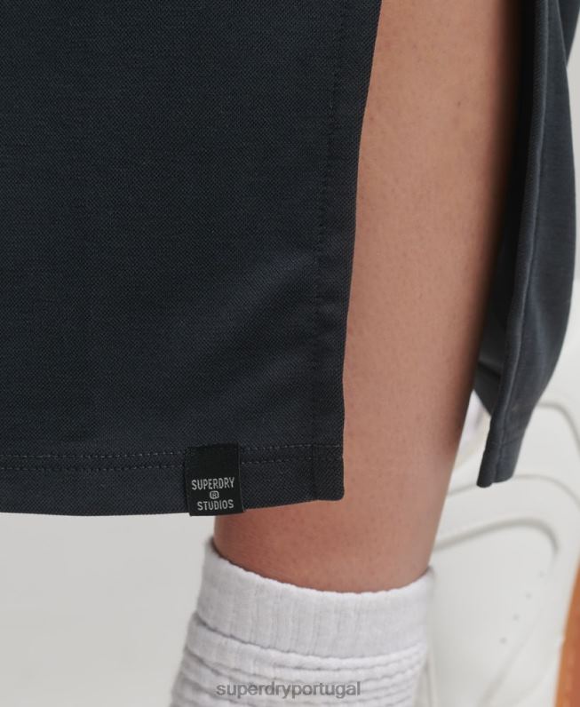 vestido midi em jérsei com alça nas costas mulheres preto roupas Superdry 2208H6735