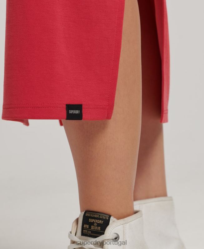 vestido midi em jérsei com alça nas costas mulheres vermelho roupas Superdry 2208H2552